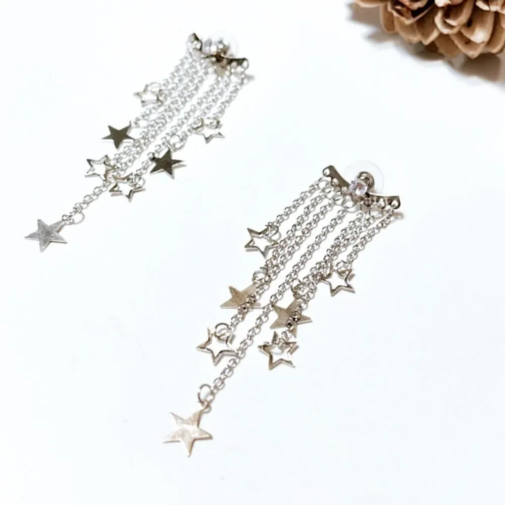 Star drop earrings in silver m59